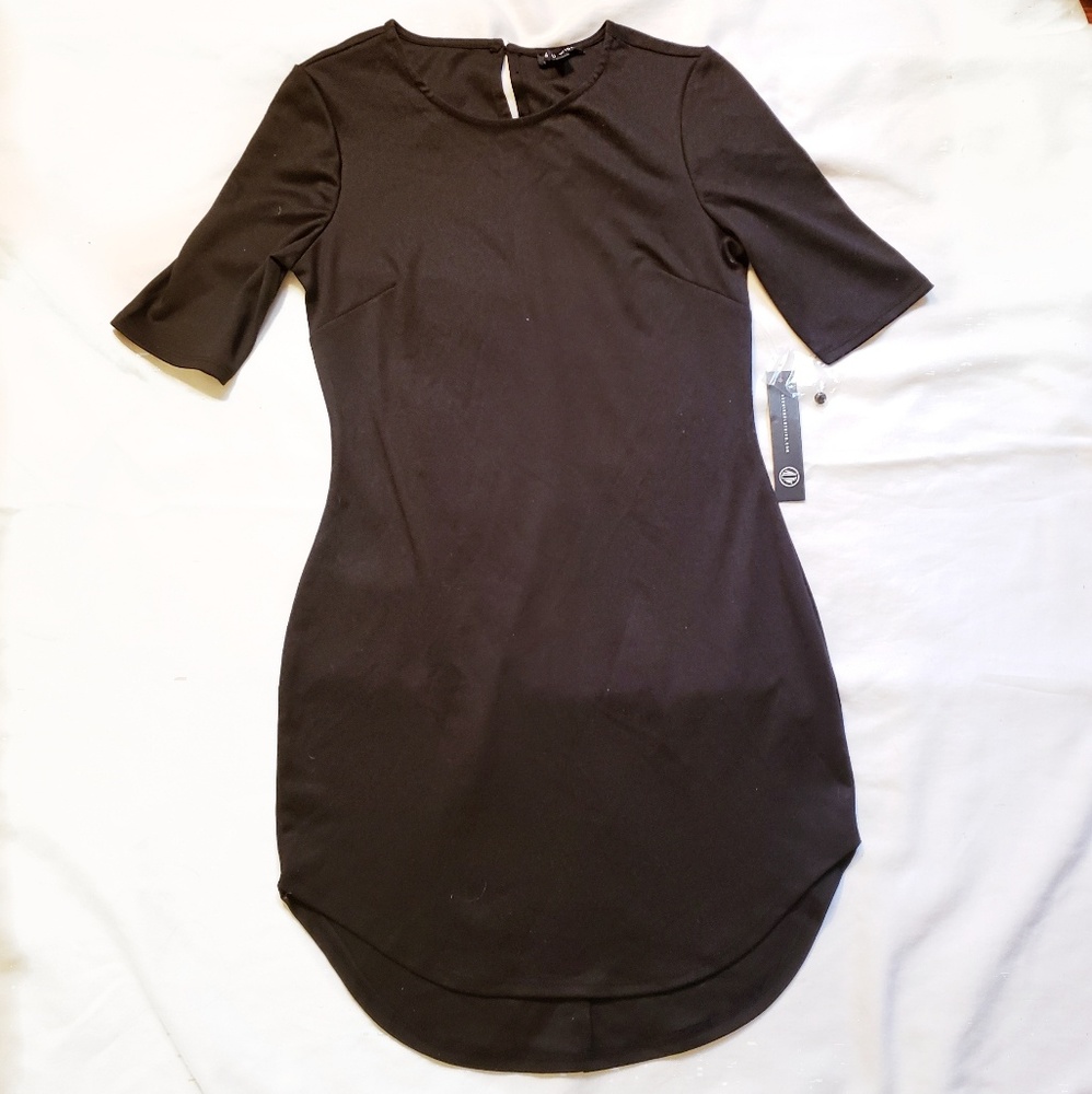 As U Wish Short Sleave Mini Black Dress